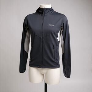 Marmot Full Zip Hoodie Jacket Sz Sm Black Gray Pockets Lightweight Athleisure